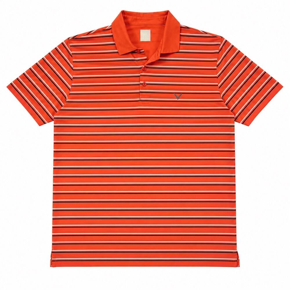 Callaway Opti Dri polo golf top. Orange with black white stripes Men’s XL